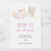 彼女がポップすポップ・アートのるとピンクのコウノトリ ワインラベル (シングルラベル)