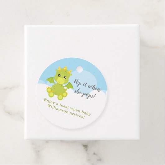 彼女がポップ・アートのポップするとき男の子ドラゴンベビーシャワー フェイバータグ (インサイチュ)