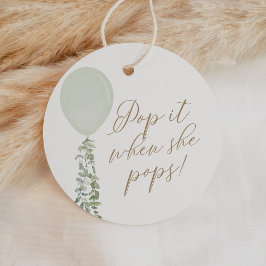 彼女がポップ・アートのポップの時に気球の赤ちゃんシャワー フェイバータグ