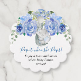 彼女がポップ・アートのポップの男の子ゾウの赤ちゃんシャワー時に フェイバータグ