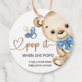 彼女がポップ・アートのポップテディベア赤ちゃんシャワー フェイバータグ (裏面)