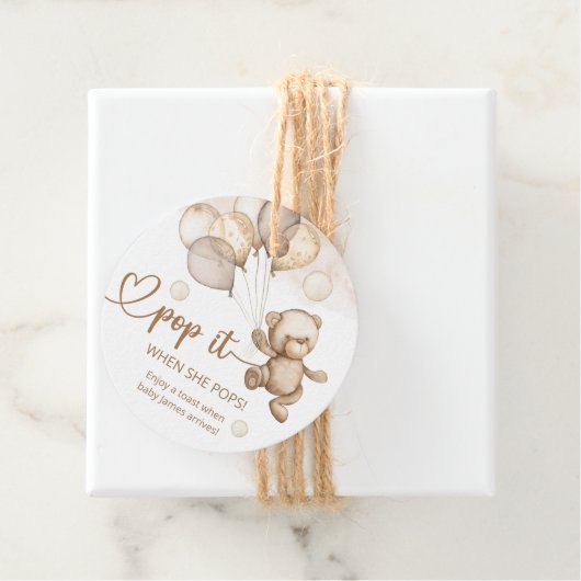 彼女がポップ・アートのポップテディベア赤ちゃんシャワー フェイバータグ (インサイチュ)