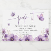 彼女がポップ・アートのポップバタフライベビーシャンパーニュ スパークリングワインラベル (シングルラベル)