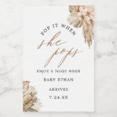 彼女がポップ・アートのポップパンパスグラス赤ちゃんシャワーのワイン ワインラベル (シングルラベル)