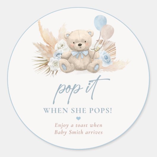 彼女がポップ・アートのポップボホテディの青い好意を持つベアー ラウンドシール (正面)