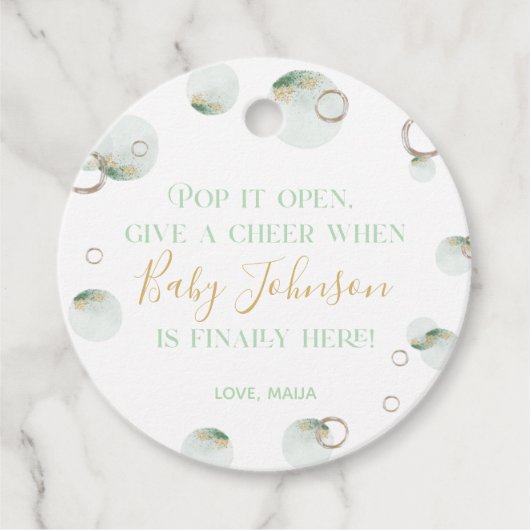 彼女がポップ・アートのポップメッセージカードシャンパンラベル フェイバータグ (正面)