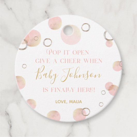 彼女がポップ・アートのポップメッセージカードシャンパンラベル フェイバータグ (正面)