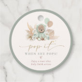 彼女がポップ・アートのポップBoho Teddyクマ赤ちゃんシャワー フェイバータグ (正面)