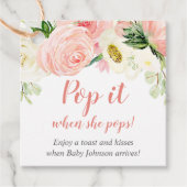 彼女がポップ・アートの赤面ピンクのフローラ赤ちゃんシャワーをポップするとき フェイバータグ (正面)