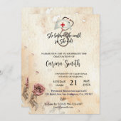 彼女がヴィンテージでき信じる看護卒業 招待状 (正面/裏面)