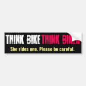 彼女が乗るバイクを考えて下さい バンパーステッカー (正面)