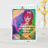 彼女が人生で欲しいのは固い飲み物だけだ カード (黄色い花)