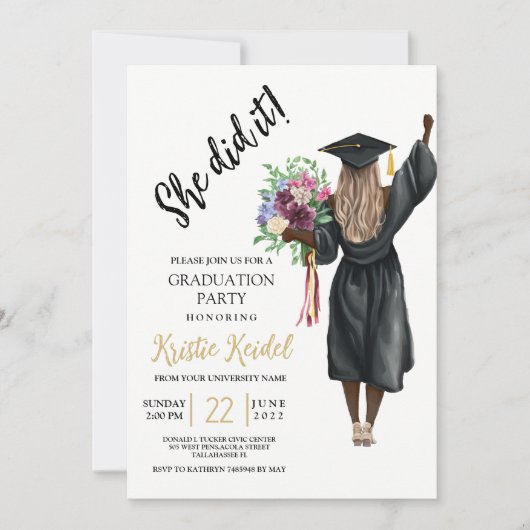 彼女が卒業式パーティーを開いた 招待状 (正面)