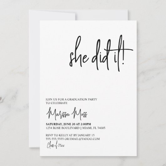 彼女が卒業式モダンの招待状をした 招待状 (正面)