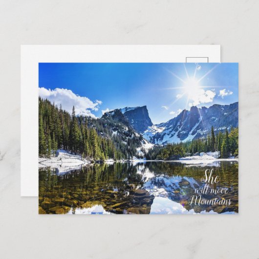 彼女が山の写真感動的引用文を移動 ポストカード (正面/裏面)