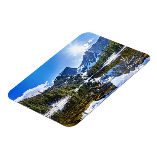 彼女が山の写真感動的引用文を移動 マグネット (左側)