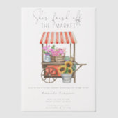 彼女が市場からフレッシュに 花のブライズシャワー ベラム紙招待状 (正面)