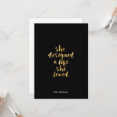 彼女が愛した人生を金ゴールド箔でフェイクデザイン カード (正面/裏面インサイチュ)