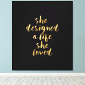 彼女が愛した人生を金ゴールド箔でフェイクデザイン キャンバスプリント (インサイチュ (ウッドフロア))