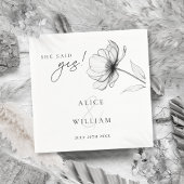 彼女が承諾した エレガントな花のエンゲージメントパーティー スタンダードカクテルナプキン