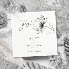 彼女が承諾した エレガントな花のエンゲージメントパーティー スタンダードカクテルナプキン