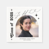 彼女が撮影した写真卒業パーティーレトロタイポグラフィ スタンダードカクテルナプキン (正面)