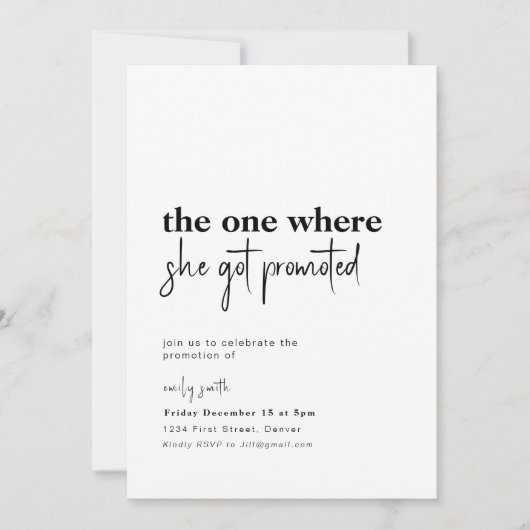 彼女が昇進した得もの 招待状 (正面)