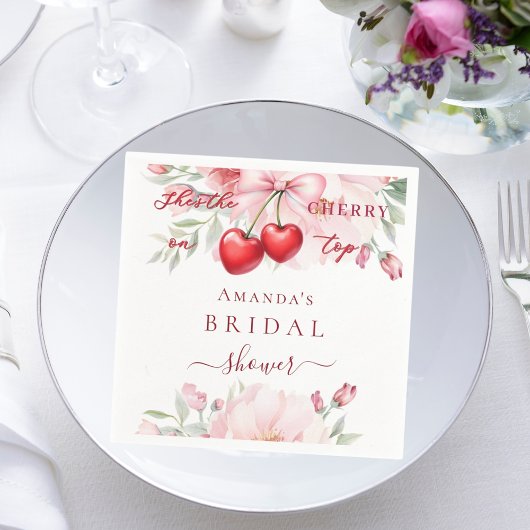 彼女が最高のひとときを飾る ボウ フラワーの ブライダルシャワー スタンダードカクテルナプキン