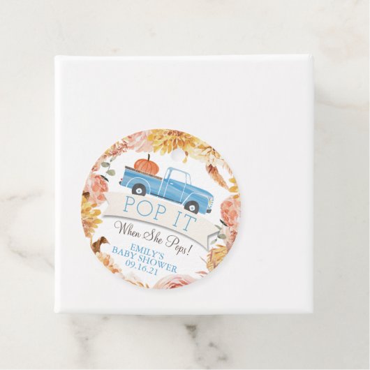 彼女が男のポップ・アートの子シャワーをポップするときに小さなかぼちゃだ フェイバータグ (インサイチュ)