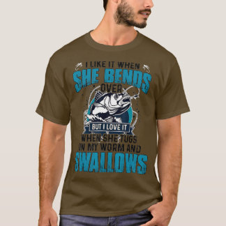 彼女が男性の贈り物を受け取る魚釣りを好む Tシャツ