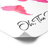 彼女が行く場所引用文ピンクウォーターカラーワールドマップ ポスター (角)