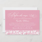 彼女が言う前に私はヴィンテージピンクブライダルシャワー 招待状 (正面)
