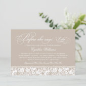 彼女が言う前に私はヴィンテージベージュブライダルシャワー 招待状 (スタンド正面)