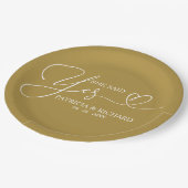 彼女が言ったYesかわいい婚約パーティ紙プレート ペーパープレート (アングル)