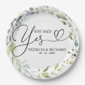 彼女が言ったYesかわいい婚約パーティ紙プレート ペーパープレート (正面)