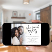 彼女が言ったYesフォトオーバーレイ婚約パーティ 招待状