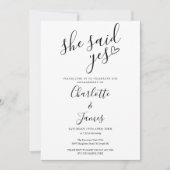彼女が言ったYes婚約パーティラブハート写真 招待状 (正面)
