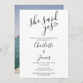 彼女が言ったYes婚約パーティラブハート写真 招待状 (正面/裏面)