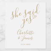 彼女が言ったYes婚約パーティ金ゴールドラブハート ワインラベル (シングルラベル)