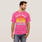 彼女が設定したバレーボールのサンセットセッター女の子の女性 Tシャツ (正面フル)