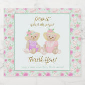 彼女が赤ちゃんポップ・アートののシャワーをポップするときにテディベアーティー スパークリングワインラベル (シングルラベル)