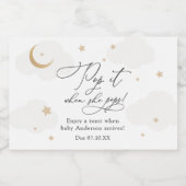 彼女が赤んポップ・アートの坊シャワーをポップする月の上 スパークリングワインラベル (シングルラベル)