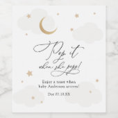 彼女が赤んポップ・アートの坊シャワーをポップする月の上 ワインラベル (シングルラベル)