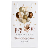 彼女が赤ポップ・アートのちゃんシャワーの好意をポップするときにテディベア スモールペーパーバッグ (正面)