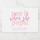 彼女が赤ポップ・アートのちゃんシャワーの好意をポップするときにピンクにする スパークリングワインラベル (シングルラベル)