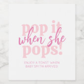 彼女が赤ポップ・アートのちゃんシャワーの好意をポップするときにピンクにする ワインラベル (シングルラベル)