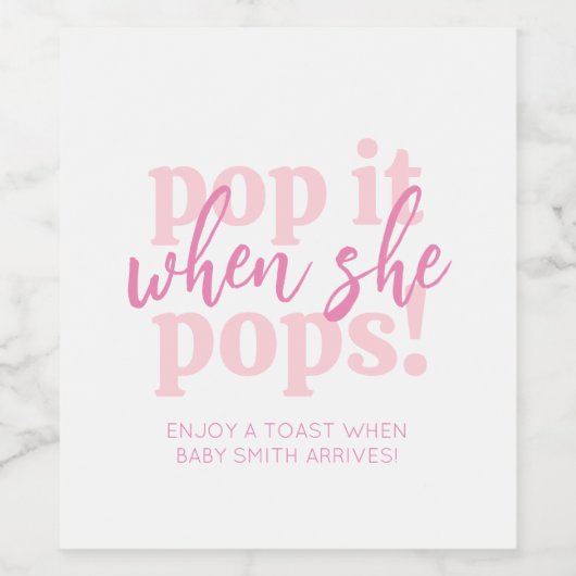 彼女が赤ポップ・アートのちゃんシャワーの好意をポップするときにピンクにする ワインラベル (シングルラベル)