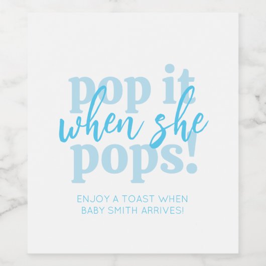 彼女が赤ポップ・アートのちゃんシャワーの好意をポップするときに青い ワインラベル (シングルラベル)