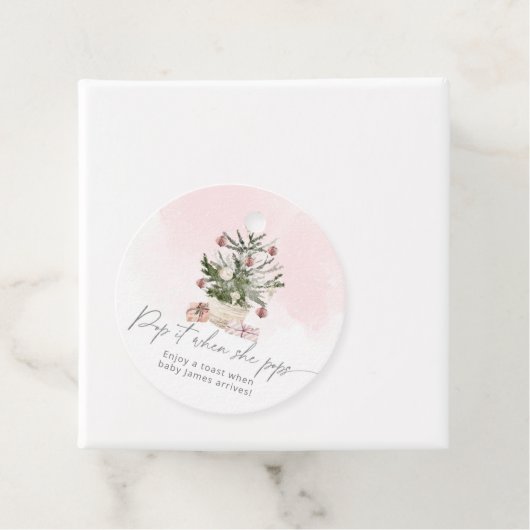 彼女が赤ポップ・アートのちゃんシャワーをポップするときにピンクの冬 フェイバータグ (インサイチュ)