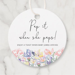 彼女が赤ポップ・アートのちゃんシャワーをポップするときにワイルドフラワー フェイバータグ